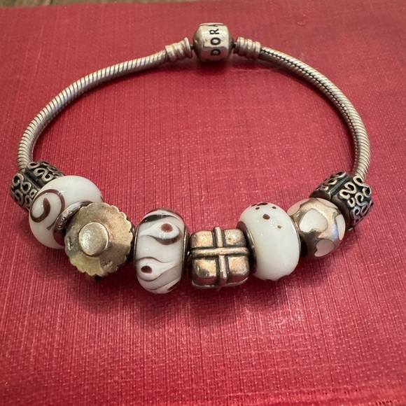 Sterling Silver Pandora Charm Bracelet, 8 Charms - Picture 4 of 10